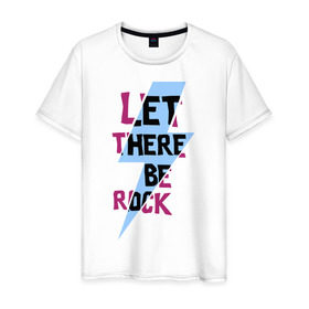 Мужская футболка хлопок с принтом Let there be rock в Кировске, 100% хлопок | прямой крой, круглый вырез горловины, длина до линии бедер, слегка спущенное плечо. | acdc | rock | блюз рок | рок | рок группа | рок н ролл | хард рок | эйсидиси