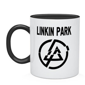 Кружка двухцветная с принтом Linkin Park в Кировске, керамика | объем — 330 мл, диаметр — 80 мм. Цветная ручка и кайма сверху, в некоторых цветах — вся внутренняя часть | linkin park | rock | альтернативный метал | альтернативный рок | линкин парк | ню метал | рок | рэпкор | электроник рок