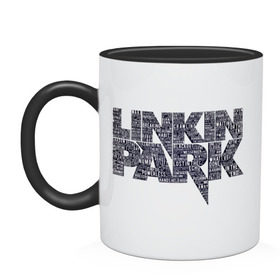 Кружка двухцветная с принтом Linkin Park в Кировске, керамика | объем — 330 мл, диаметр — 80 мм. Цветная ручка и кайма сверху, в некоторых цветах — вся внутренняя часть | linkin park | rock | альтернативный метал | альтернативный рок | линкин парк | ню метал | рок | рэпкор | электроник рок