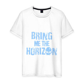 Мужская футболка хлопок с принтом Bring me the horizon череп в Кировске, 100% хлопок | прямой крой, круглый вырез горловины, длина до линии бедер, слегка спущенное плечо. | bmth | bring me the horizon | hardcore | kubana 2014 | rock | дэткор | музыка | рок | рок группы | череп | черепок
