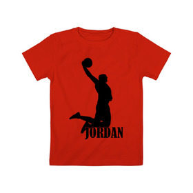 Детская футболка хлопок с принтом Michael Jordan. в Кировске, 100% хлопок | круглый вырез горловины, полуприлегающий силуэт, длина до линии бедер | basketball | баскетбол | джордан | майкл джордан | спорт
