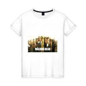 Женская футболка хлопок с принтом Ходячие мертвецы в Кировске, 100% хлопок | прямой крой, круглый вырез горловины, длина до линии бедер, слегка спущенное плечо | зомби