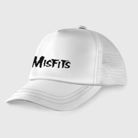 Детская кепка тракер с принтом Misfits logo в Кировске, Козырек - 100% хлопок. Кепка - 100% полиэстер, Задняя часть - сетка | универсальный размер, пластиковая застёжка | misfits