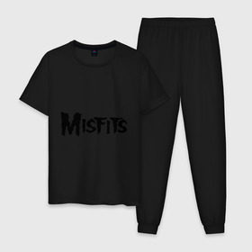 Мужская пижама хлопок с принтом Misfits logo в Кировске, 100% хлопок | брюки и футболка прямого кроя, без карманов, на брюках мягкая резинка на поясе и по низу штанин
 | misfits