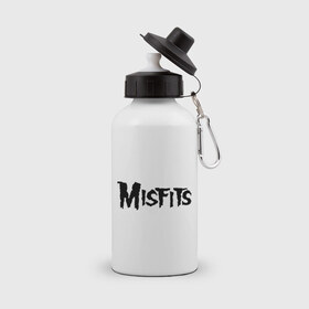 Бутылка спортивная с принтом Misfits logo в Кировске, металл | емкость — 500 мл, в комплекте две пластиковые крышки и карабин для крепления | misfits