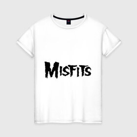 Женская футболка хлопок с принтом Misfits logo в Кировске, 100% хлопок | прямой крой, круглый вырез горловины, длина до линии бедер, слегка спущенное плечо | misfits
