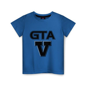 Детская футболка хлопок с принтом GTA 5 в Кировске, 100% хлопок | круглый вырез горловины, полуприлегающий силуэт, длина до линии бедер | five | grand theft auto | gta | gta 5 | logo | гта | гта пять | лого | логотип