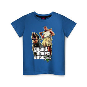 Детская футболка хлопок с принтом GTA 5 в Кировске, 100% хлопок | круглый вырез горловины, полуприлегающий силуэт, длина до линии бедер | five | grand theft auto | gta | gta 5 | media | бита | гта | гта пять | собака