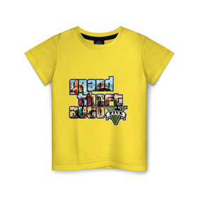 Детская футболка хлопок с принтом GTA 5 в Кировске, 100% хлопок | круглый вырез горловины, полуприлегающий силуэт, длина до линии бедер | five | grand theft auto | gta | gta 5 | logo | гта | гта пять | лого | логотип