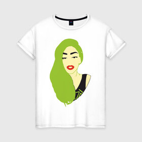Женская футболка хлопок с принтом Lady Gaga style в Кировске, 100% хлопок | прямой крой, круглый вырез горловины, длина до линии бедер, слегка спущенное плечо | 
