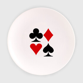 Тарелка с принтом Масти карт в Кировске, фарфор | диаметр - 210 мм
диаметр для нанесения принта - 120 мм | poker | игра | игры | карточная игра | карты | масти карт | покер