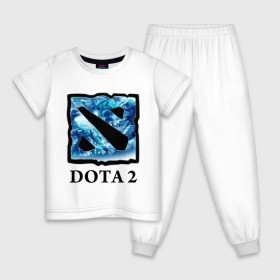 Детская пижама хлопок с принтом Dota 2 logo blue в Кировске, 100% хлопок |  брюки и футболка прямого кроя, без карманов, на брюках мягкая резинка на поясе и по низу штанин
 | дота | компьютерные игры