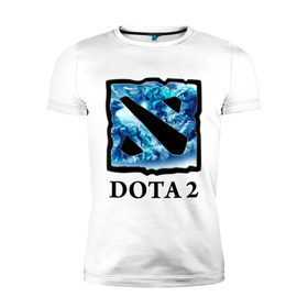 Мужская футболка премиум с принтом Dota 2 logo blue в Кировске, 92% хлопок, 8% лайкра | приталенный силуэт, круглый вырез ворота, длина до линии бедра, короткий рукав | дота | компьютерные игры
