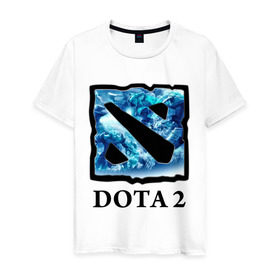 Мужская футболка хлопок с принтом Dota 2 logo blue в Кировске, 100% хлопок | прямой крой, круглый вырез горловины, длина до линии бедер, слегка спущенное плечо. | дота | компьютерные игры