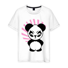 Мужская футболка хлопок с принтом Злая панда. в Кировске, 100% хлопок | прямой крой, круглый вырез горловины, длина до линии бедер, слегка спущенное плечо. | животные | звери | злой | медведь | медвежонок | мишка | прикольные картинки