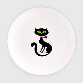 Тарелка с принтом Милая кошечка в Кировске, фарфор | диаметр - 210 мм
диаметр для нанесения принта - 120 мм | зеленые глаза | кошечка | кошка | черная кошка