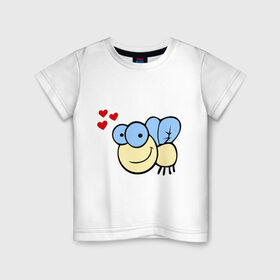 Детская футболка хлопок с принтом Влюбленная муха. в Кировске, 100% хлопок | круглый вырез горловины, полуприлегающий силуэт, длина до линии бедер | влюбленная муха | любовь | муха | насекомые