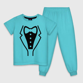 Детская пижама хлопок с принтом Класcический смокинг в Кировске, 100% хлопок |  брюки и футболка прямого кроя, без карманов, на брюках мягкая резинка на поясе и по низу штанин
 | 