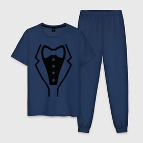 Мужская пижама хлопок с принтом Класcический смокинг в Кировске, 100% хлопок | брюки и футболка прямого кроя, без карманов, на брюках мягкая резинка на поясе и по низу штанин
 | 