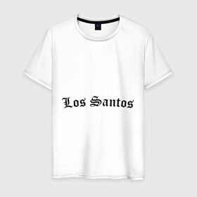 Мужская футболка хлопок с принтом Los Santos в Кировске, 100% хлопок | прямой крой, круглый вырез горловины, длина до линии бедер, слегка спущенное плечо. | Тематика изображения на принте: gta | los santos | гта | игры | лос сантос