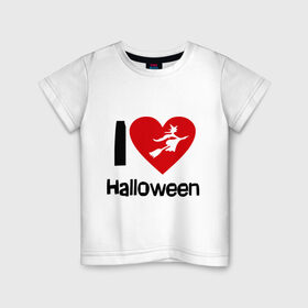 Детская футболка хлопок с принтом I love halloween (Я люблю хэллоуин) в Кировске, 100% хлопок | круглый вырез горловины, полуприлегающий силуэт, длина до линии бедер | 31 октября | hallowin | haloveen | haloven | halovin | halowen | hellowee | heloven | helovin | день всех святых | день святых | привидение | призрак | смайл | халлоуин | халоуин | халувин | хелловин | хеллоуин | хеллуин | хеловин