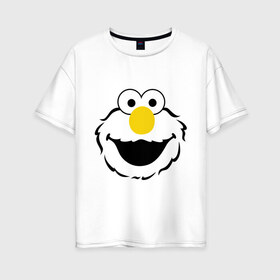 Женская футболка хлопок Oversize с принтом Sesame Street Elmo Big Smile в Кировске, 100% хлопок | свободный крой, круглый ворот, спущенный рукав, длина до линии бедер
 | cookie monster | elmo | sesame street | улица сезам