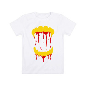 Детская футболка хлопок с принтом Vampire mouth в Кировске, 100% хлопок | круглый вырез горловины, полуприлегающий силуэт, длина до линии бедер | blood | halloween | vampire | вампир | подарок на хэллоуин | сюрприз на хэллоуин | хэллоуин