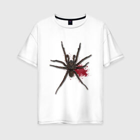 Женская футболка хлопок Oversize с принтом Паук в Кировске, 100% хлопок | свободный крой, круглый ворот, спущенный рукав, длина до линии бедер
 | кровь | птицеед | тарантул