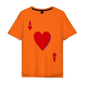 Мужская футболка хлопок Oversize с принтом Червовый туз в Кировске, 100% хлопок | свободный крой, круглый ворот, “спинка” длиннее передней части | игральные карты | карты | покер | туз | черви