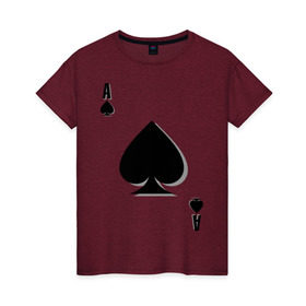 Женская футболка хлопок с принтом Пиковый туз в Кировске, 100% хлопок | прямой крой, круглый вырез горловины, длина до линии бедер, слегка спущенное плечо | игральные карты | карты | пики | покер | туз