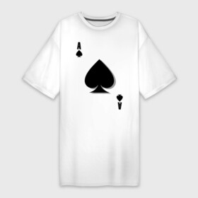 Платье-футболка хлопок с принтом Пиковый туз в Кировске,  |  | игральные карты | карты | пики | покер | туз