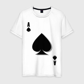 Мужская футболка хлопок с принтом Пиковый туз в Кировске, 100% хлопок | прямой крой, круглый вырез горловины, длина до линии бедер, слегка спущенное плечо. | игральные карты | карты | пики | покер | туз