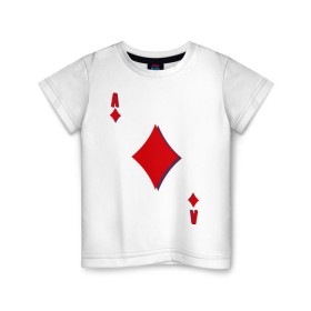 Детская футболка хлопок с принтом Бубновый туз в Кировске, 100% хлопок | круглый вырез горловины, полуприлегающий силуэт, длина до линии бедер | буби | игральные карты | карты | покер | туз