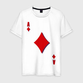 Мужская футболка хлопок с принтом Бубновый туз в Кировске, 100% хлопок | прямой крой, круглый вырез горловины, длина до линии бедер, слегка спущенное плечо. | буби | игральные карты | карты | покер | туз