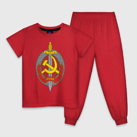 Детская пижама хлопок с принтом НКВД в Кировске, 100% хлопок |  брюки и футболка прямого кроя, без карманов, на брюках мягкая резинка на поясе и по низу штанин
 | нагрудный знак | символика ссср | ссср | эмблема