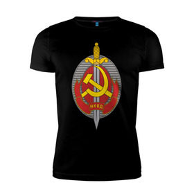Мужская футболка премиум с принтом НКВД в Кировске, 92% хлопок, 8% лайкра | приталенный силуэт, круглый вырез ворота, длина до линии бедра, короткий рукав | нагрудный знак | символика ссср | ссср | эмблема