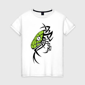 Женская футболка хлопок с принтом Змея тату в Кировске, 100% хлопок | прямой крой, круглый вырез горловины, длина до линии бедер, слегка спущенное плечо | змея | орнамент | тату | трайбл | узор