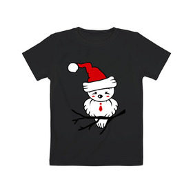 Детская футболка хлопок с принтом Птичка в Кировске, 100% хлопок | круглый вырез горловины, полуприлегающий силуэт, длина до линии бедер | воробушек | колпачок | новый год | птичка