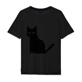 Мужская футболка хлопок Oversize с принтом Пиксельный котик в Кировске, 100% хлопок | свободный крой, круглый ворот, “спинка” длиннее передней части | Тематика изображения на принте: 90 | cat | kitten | kitty | pixel | кот | котейка | котик | котики | пиксель