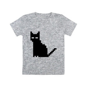 Детская футболка хлопок с принтом Пиксельный котик в Кировске, 100% хлопок | круглый вырез горловины, полуприлегающий силуэт, длина до линии бедер | 90 | cat | kitten | kitty | pixel | кот | котейка | котик | котики | пиксель