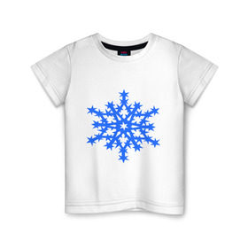Детская футболка хлопок с принтом Колючая снежинка в Кировске, 100% хлопок | круглый вырез горловины, полуприлегающий силуэт, длина до линии бедер | Тематика изображения на принте: звезда | звездочки | колючая снежинка | снежинка
