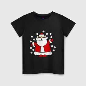 Детская футболка хлопок с принтом Дед мороз в снегу в Кировске, 100% хлопок | круглый вырез горловины, полуприлегающий силуэт, длина до линии бедер | дед мороз | дед мороз в снегу | новый год | снег | снежинки