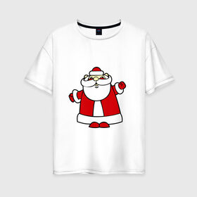 Женская футболка хлопок Oversize с принтом Дед мороз в снегу в Кировске, 100% хлопок | свободный крой, круглый ворот, спущенный рукав, длина до линии бедер
 | дед мороз | дед мороз в снегу | новый год | снег | снежинки