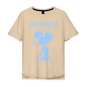 Мужская футболка хлопок Oversize с принтом Snoopy в Кировске, 100% хлопок | свободный крой, круглый ворот, “спинка” длиннее передней части | Тематика изображения на принте: snoopy | мультфильм | снупи | снупи в очках | собака