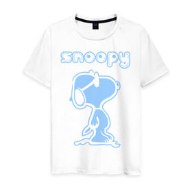 Мужская футболка хлопок с принтом Snoopy в Кировске, 100% хлопок | прямой крой, круглый вырез горловины, длина до линии бедер, слегка спущенное плечо. | snoopy | мультфильм | снупи | снупи в очках | собака