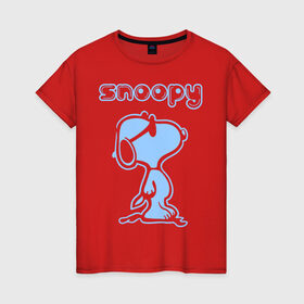 Женская футболка хлопок с принтом Snoopy в Кировске, 100% хлопок | прямой крой, круглый вырез горловины, длина до линии бедер, слегка спущенное плечо | snoopy | мультфильм | снупи | снупи в очках | собака