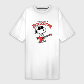 Платье-футболка хлопок с принтом Snoopy Rockstar в Кировске,  |  | гитара