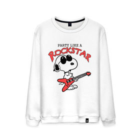 Мужской свитшот хлопок с принтом Snoopy Rockstar в Кировске, 100% хлопок |  | Тематика изображения на принте: гитара