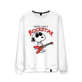 Мужской свитшот хлопок с принтом Snoopy Rockstar в Кировске, 100% хлопок |  | гитара