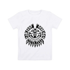 Детская футболка хлопок с принтом Маска майя в Кировске, 100% хлопок | круглый вырез горловины, полуприлегающий силуэт, длина до линии бедер | майя | маска | орнамент | узор